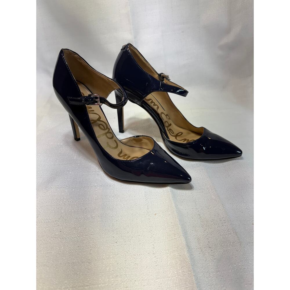 Sam Edelman Nora Navy Blue Patent Leather Heels Size 7 - Picture 9 of 15